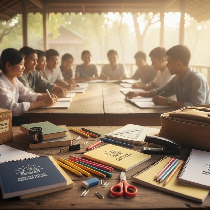 Provide learning tools through ethical and impactful business practices.• Operate with transparency through regular donation reports.• Inspire youth, especially those with privilege, to give back.• Support thousands of children in accessing better education over the next decade.•	Launch WriteWay-brand pens, pencils, and notebooks.•	Build Myanmar’s #1 youth-led education brand4. Products• Pens, pencils, Erasers,notebooks, rulers,Scissors,Staplers,Tape,Whitener ,Paper,File folders,Backpacks, lunchboxes, water